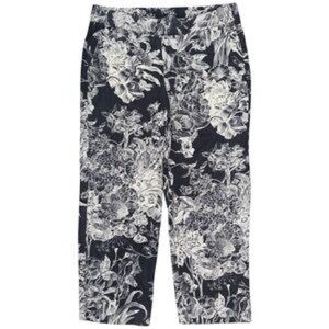 LOFT Navy and Cream Floral Chinos